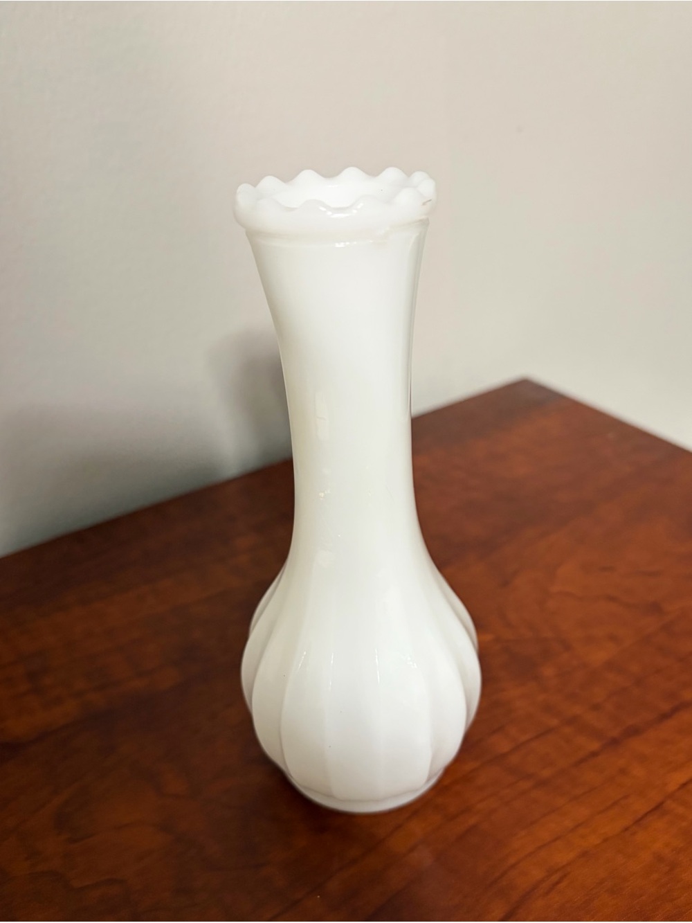 White Milk Glass Bud Vase - Picture 2 of 6